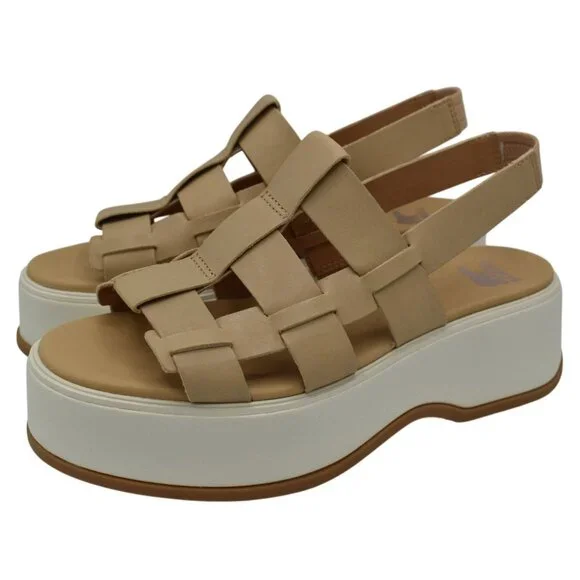 Sorel Womens Size 9 Dayspring Honest Beige Leather Slingback Sandals Shoes - Picture 1 of 14